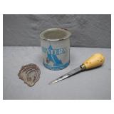 Vintage Oyster Can Set With Knife and Tin Shell