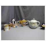 Cat-Themed Teapots and Mug