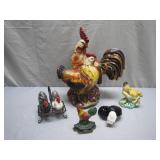 Rooster and Chicken Figurines