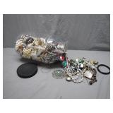 Jar of Mixed Costume Jewelry Treasures