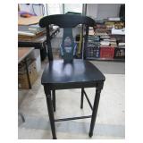 Black Bar-Height Wooden Chair with Backrest Cutout