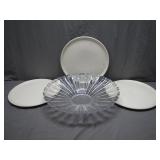 Glass Bowl and Ceramic Plate Table Set