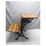 19th-Century School Desk with Cast Iron Base