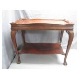 Two-Tier Wooden Side Table With Carved Details