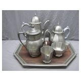 Elegant Pewter Set With Tray and Markings