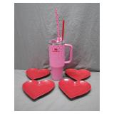 Stanley Tumbler with Heart Plates Set