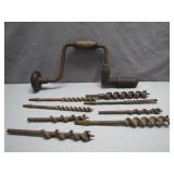 Vintage Hand Brace with Auger Bit Set