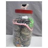 Jar Filled With Mixed Costume Jewelry