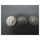 1943-45 Silver Mercury Dimes with Key Dates