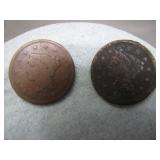 1842 & 1845 US Braided Hair Large Cents