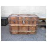 Solid Wood and Metal Steamer Trunk