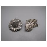 Pewter Pins: Sunflower and Butterfly