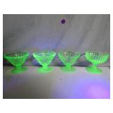 4 Uranium Glass Sherbet Dishes