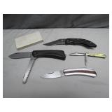 Folding Knife Lot with Sharpening Stone