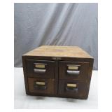 Four-Drawer Wooden Card File Organizer