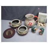Eclectic Collection of Pottery and Game Set
