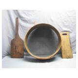 Rustic Sieve and Wooden Tools Set