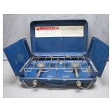 Vintage Blue Two-Burner Camp Stove