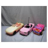 3 Barbie Cars in Various Styles
