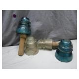 4 Vintage Glass Insulators w/ Character