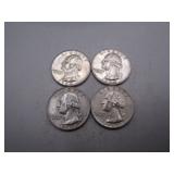 (4) 1964 Washington Silver Quarters, 1 D-Mint