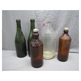 5 Vintage Glass Bottles