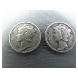 1943 & 1944-D Mercury Silver Dimes