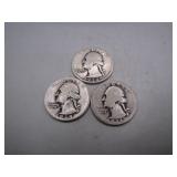 1934, 1936 & 1939 Washington Silver Quarters