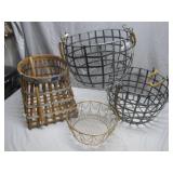 Four Assorted Metal Baskets