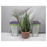 Colorful Mosaic-Style Glass Vases