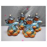 4 Pumpkin Scarecrow Figurines