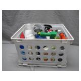 Plastic Crate of Cleaning Supplies Assortment