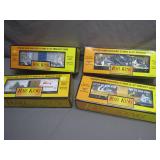 4 Rail King O-27 Holiday Freight Cars