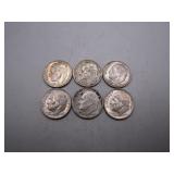 (6) 1964 Roosevelt Silver Dimes. 3 are D-Mints