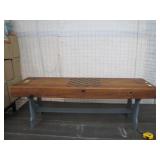 Wooden Bench With Painted Checkerboard
