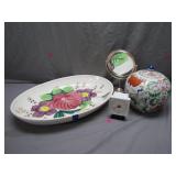 Decorative Lot With Dish, Jar, Clock, and Mirror