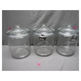 3 Clear Glass Storage Jars with Lids