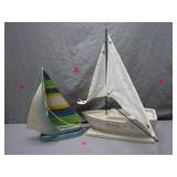 Two Wooden Sailboat Models