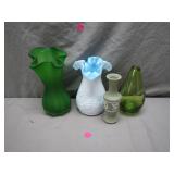 Four Assorted Decorative Glass Vases