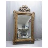 Wood Frame Mirror with Ornamental Details