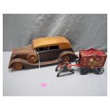 Wooden Car and Metal Circus Wagon Set