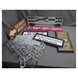 Wall Decor Lot with Hooks and Humor Signs