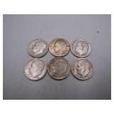 (6) 1946 Roosevelt Silver Dimes (1 S-Mint)