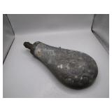 Antique Black Powder Flask with Decorative Design