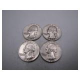 1951, 1952-D & (2) 1954 Washington Silver Quarters