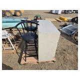 FILING CABINET, (2) SWIVEL CHAIRS
