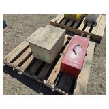 WOODEN BOX, TOOL BOX W/ CONTENTS