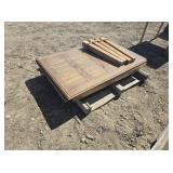 WOODEN TABLE W/ GLASS TOP