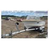 12' FIBREGLASS GLASSCRAFT BOAT W/ TRAILER