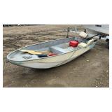 14' FIBREGLASS BOAT W/ 6HP JOHNSON